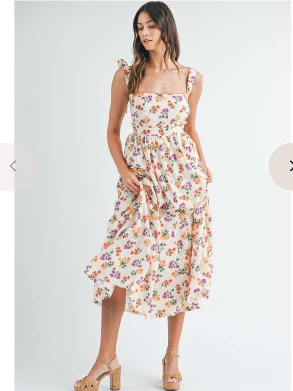 Mable Baxter Floral Square Neck Midi Dress S Cottagecore Milkmaid Garden Party